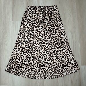 Audrey 3+1 Leopard Silky Midi Skirt